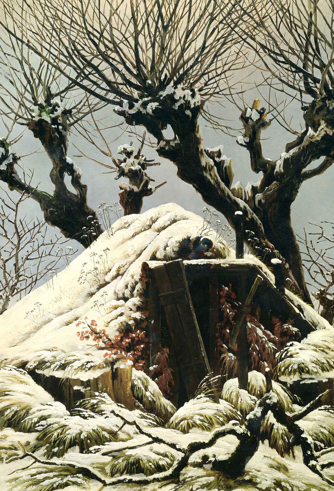 Trees in the Snow Art Print 1828 Painting by Caspar David Friedrich (6 Sizes)