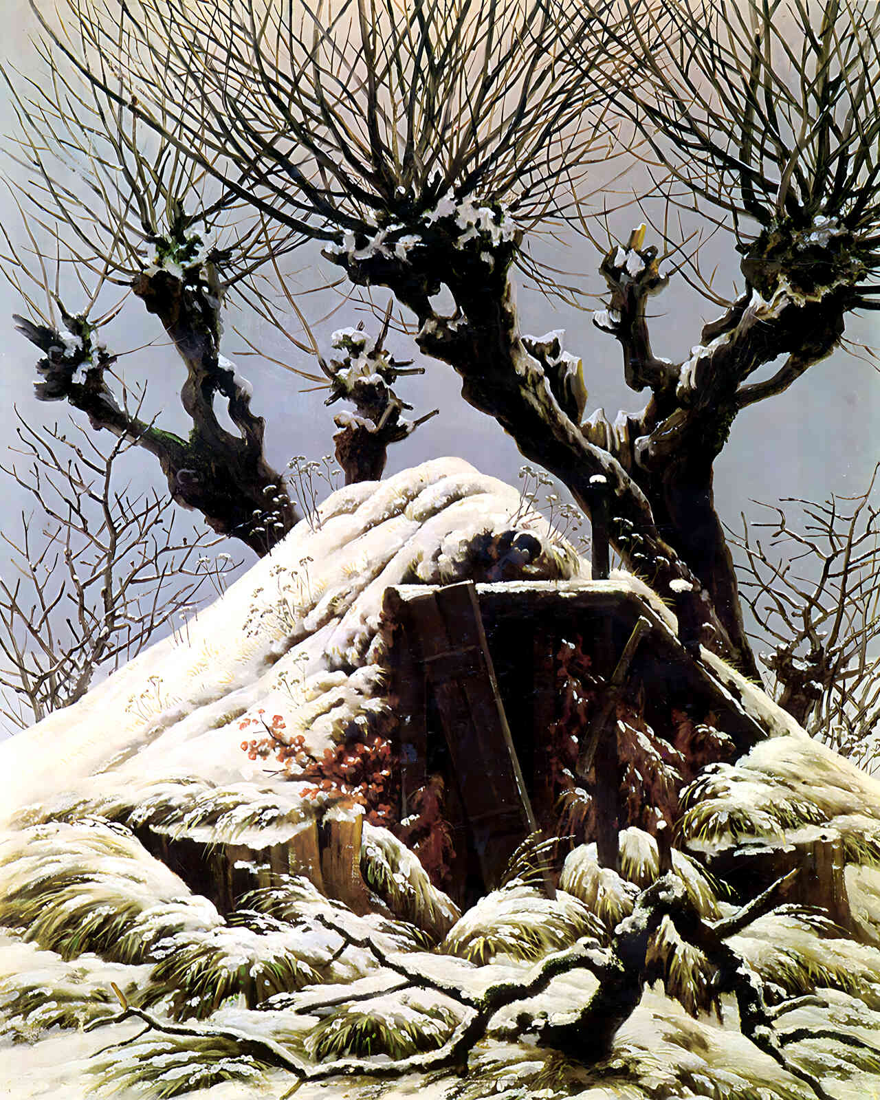 Trees in the Snow Painting by Caspar David Friedrich 8x10" Art Print - Restored