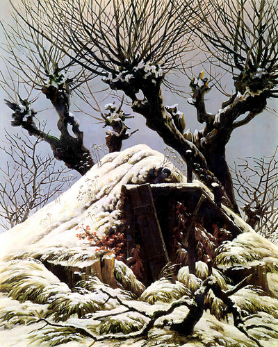 Trees in the Snow Painting by Caspar David Friedrich 8x10" Art Print - Restored