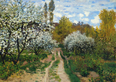 Trees in Bloom Art Print 1872 Painting by Claude Monet (6 Sizes) - Retouched