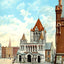 Trinity Church, Boston, Massachusetts in 1903 Vintage Print (7 Sizes)
