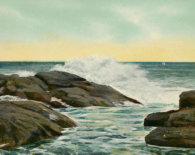 Troubled Waters on the Maine Coast vintage print