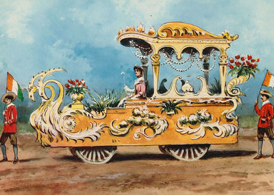 Two White Swans Float Houston Carnival 1907 Vintage Print (7 Sizes) - Acid Free