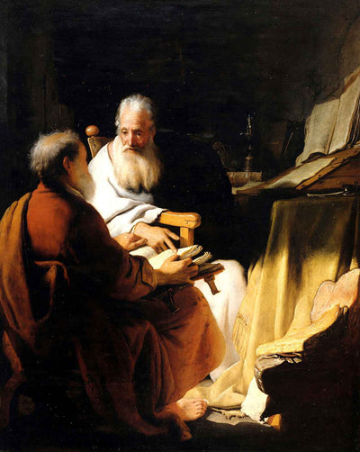 Two Old Men Disputing painting by Rembrandt (1628)