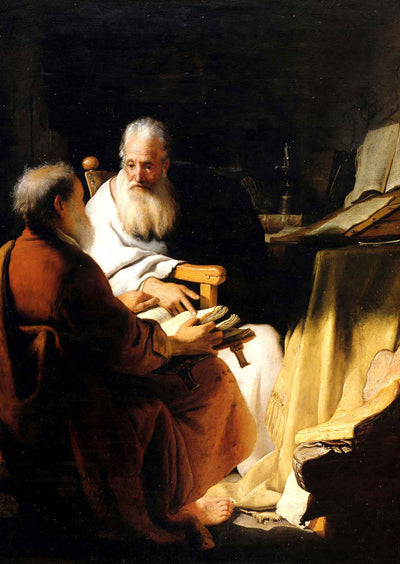 Two Old Men Disputing Fine Art Print 1628 Painting by Rembrandt (6 Sizes)