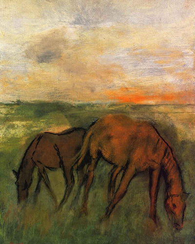 Two Horses in a Pasture art print by Edgar Degas (1871)