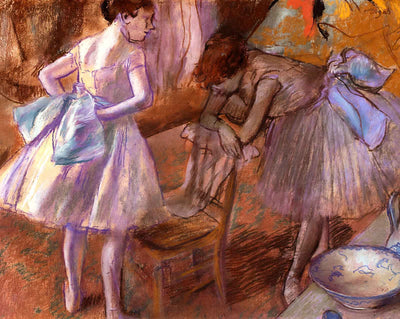 Two Dancers in Their Dressing Room painting print by Edgar Degas (1880)