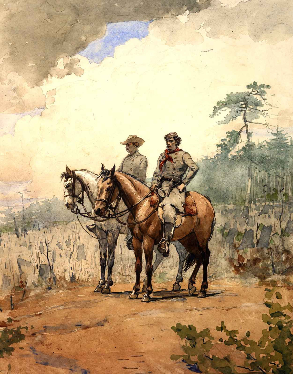 Two Scouts Fine Art Print 1887 Drawing by Winslow Homer (6 Sizes) Acid Free