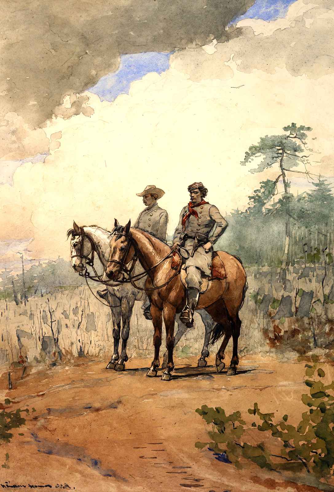 Two Scouts Fine Art Print 1887 Drawing by Winslow Homer (6 Sizes) Acid Free