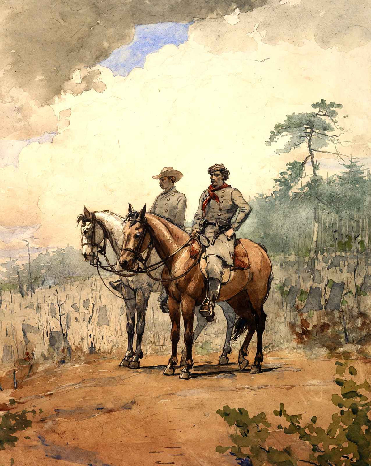 Two Scouts drawing print by Winslow Homer (1887)