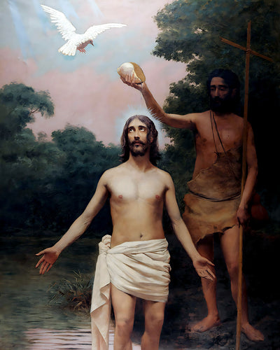 Baptism of Christ Painting by Jose Ferraz de Almeida 8x10" Art Print