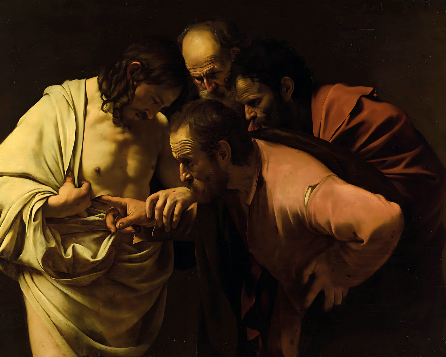 The Incredulity of Saint Thomas Painting by Caravaggio 8x10" Art Print