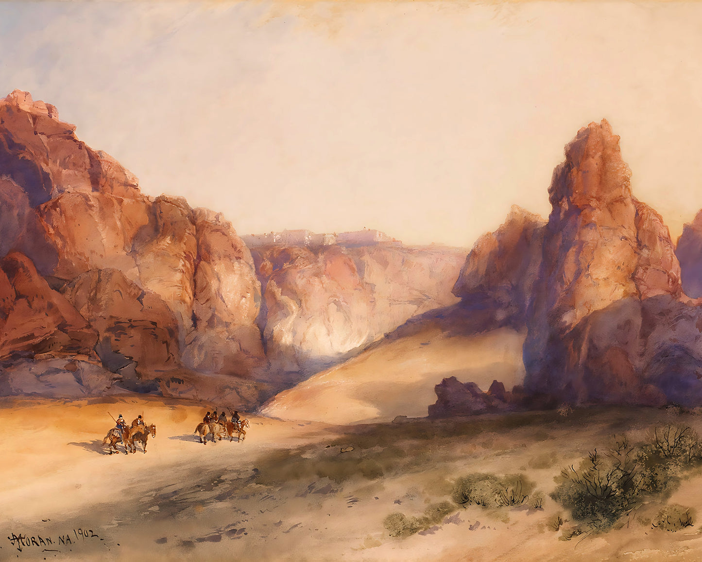The Rock of Acoma, New Mexico Painting by Thomas Moran 8x10" Art Print