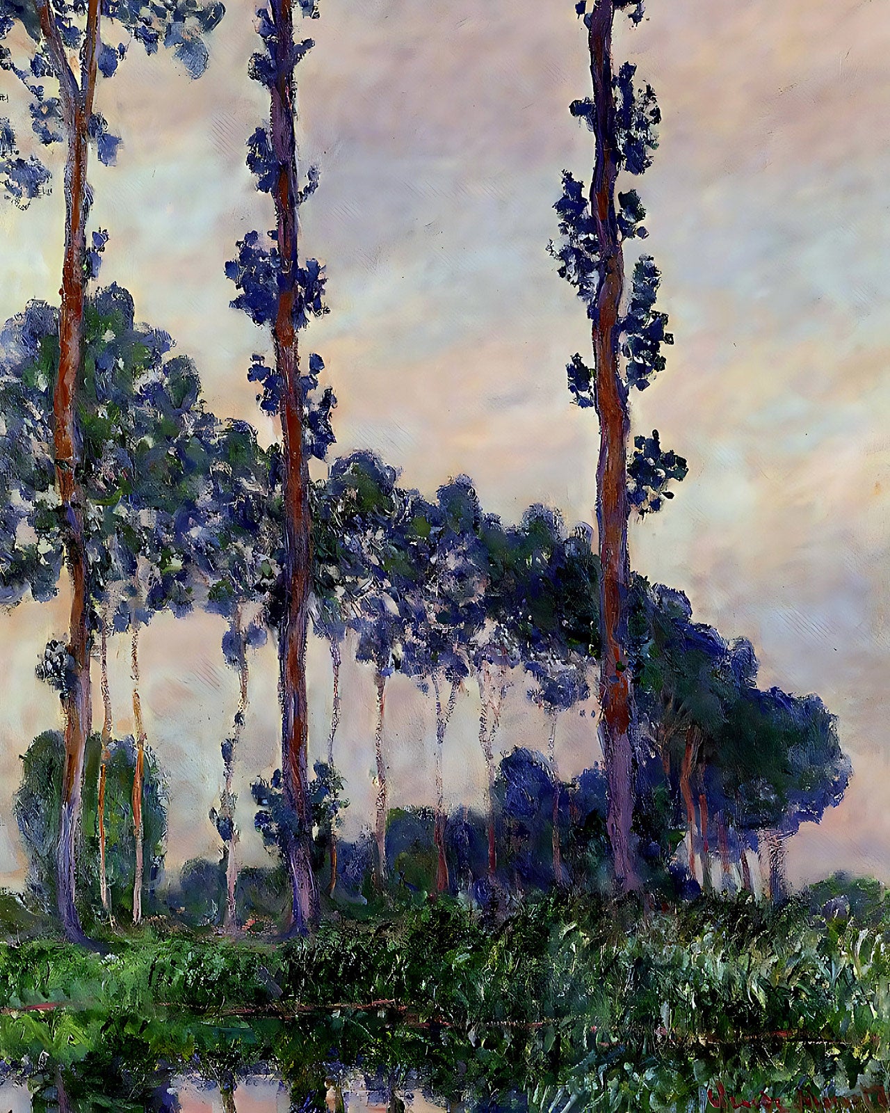 Three Trees in Grey Weather Painting by Claude Monet 8x10" Art Print
