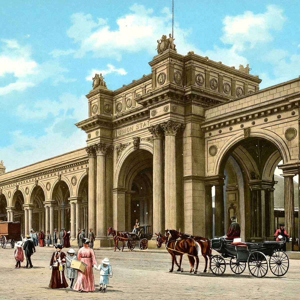Union Station Columbus Ohio in 1905 Vintage Print (7 Sizes) - Premium Print