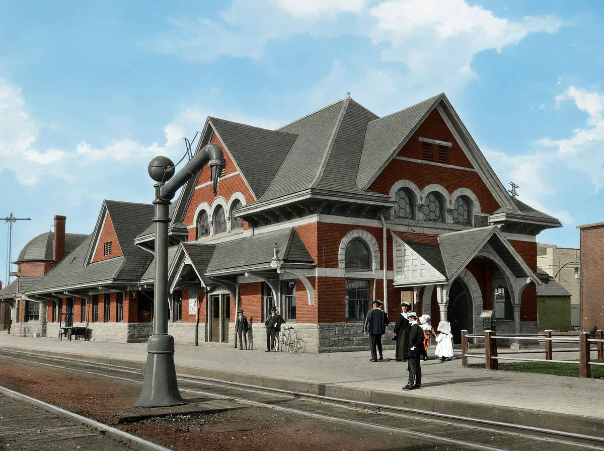 Union Station Muncie in 1908 Vintage Print (7 Sizes) - Acid Free