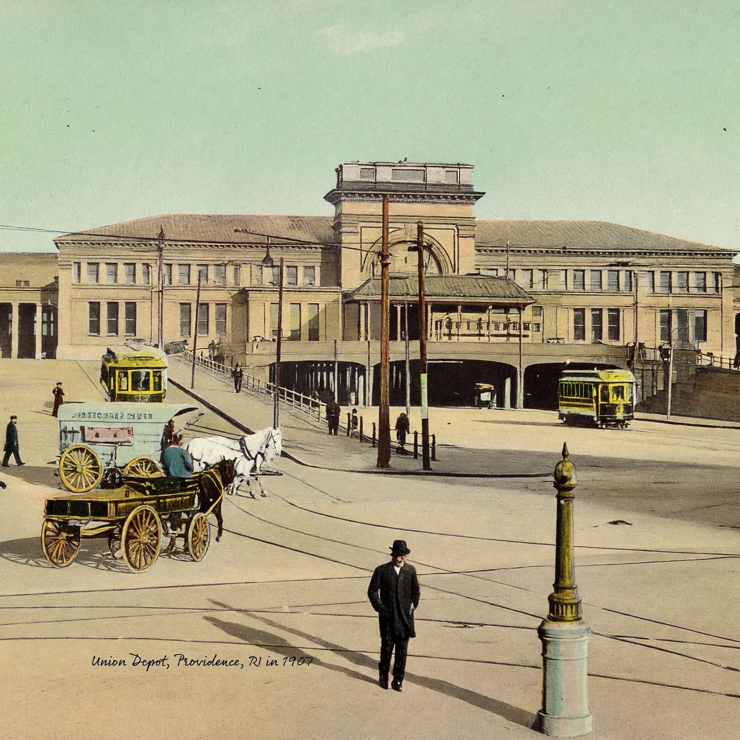 Union Depot Providence RI in 1907 Vintage Print (7 Sizes) - Premium Quality