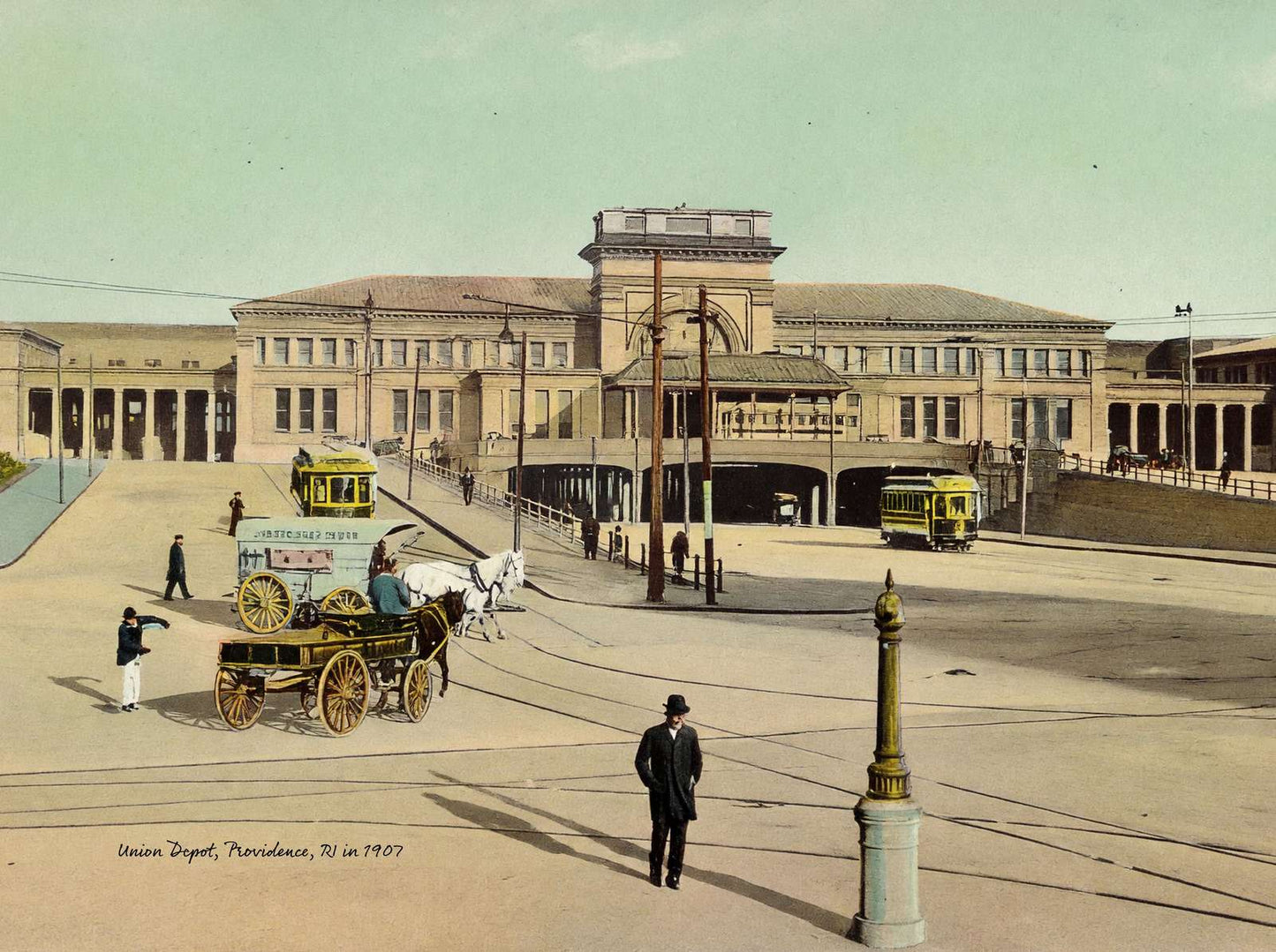 Union Depot Providence RI in 1907 Vintage Print (7 Sizes) - Premium Quality