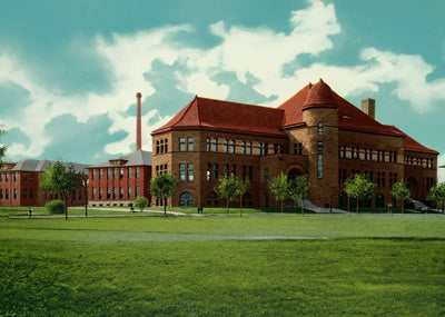 University of Minnesota Pillsbury Hall and Shops in 1906 Vintage Print