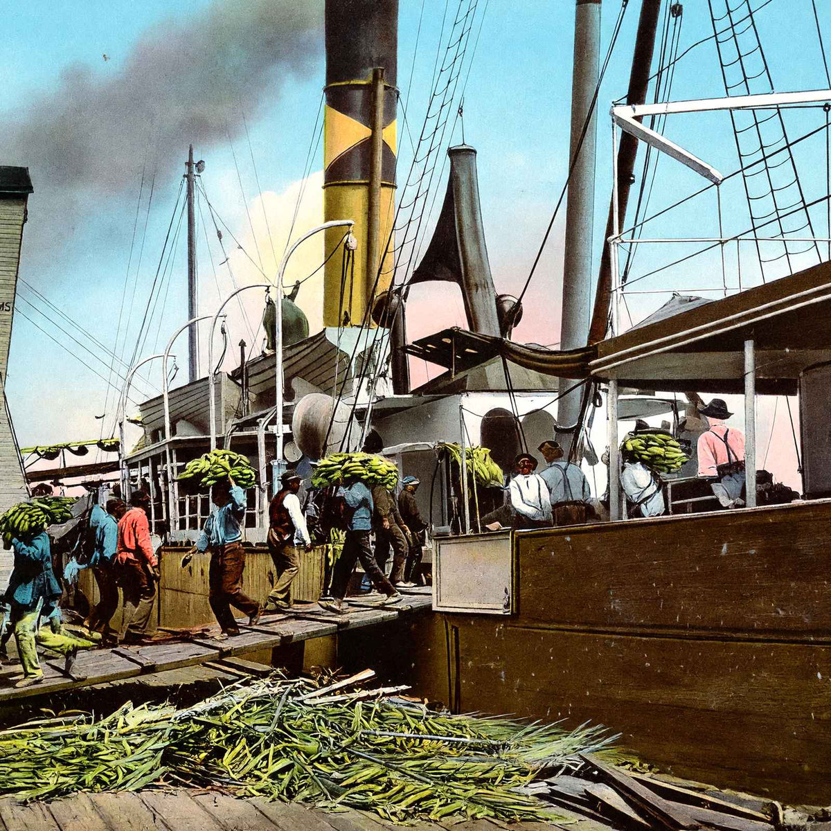 Unloading Bananas Mobile Alabama in 1905 Vintage Print (7 Sizes) - Acid Free