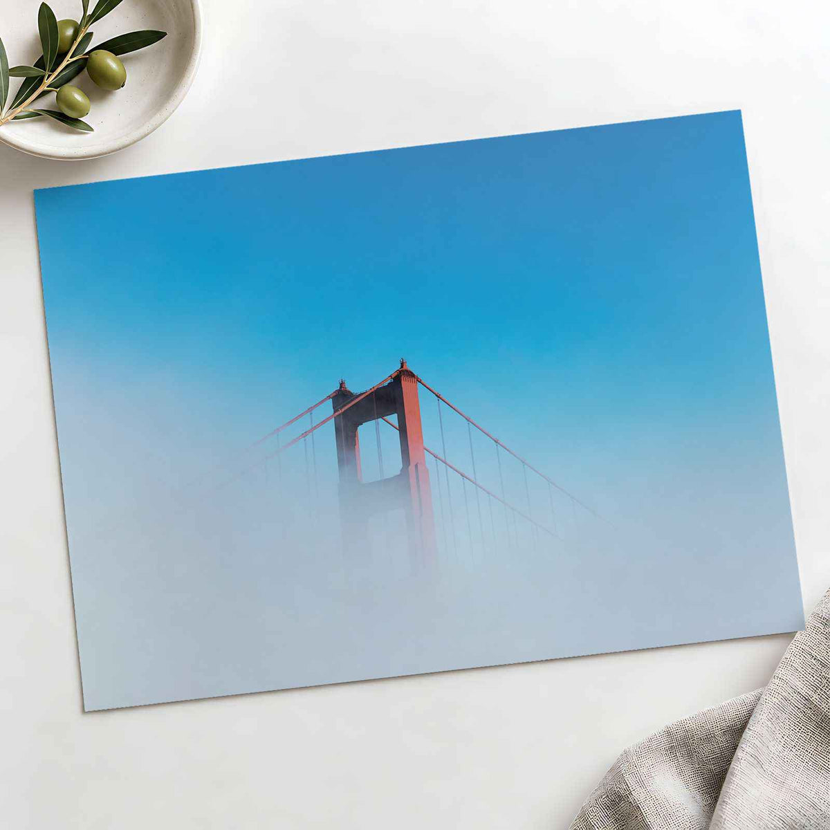The Golden Gate Bridge in the Fog on a Sunny Day Photography Print (7 Sizes)