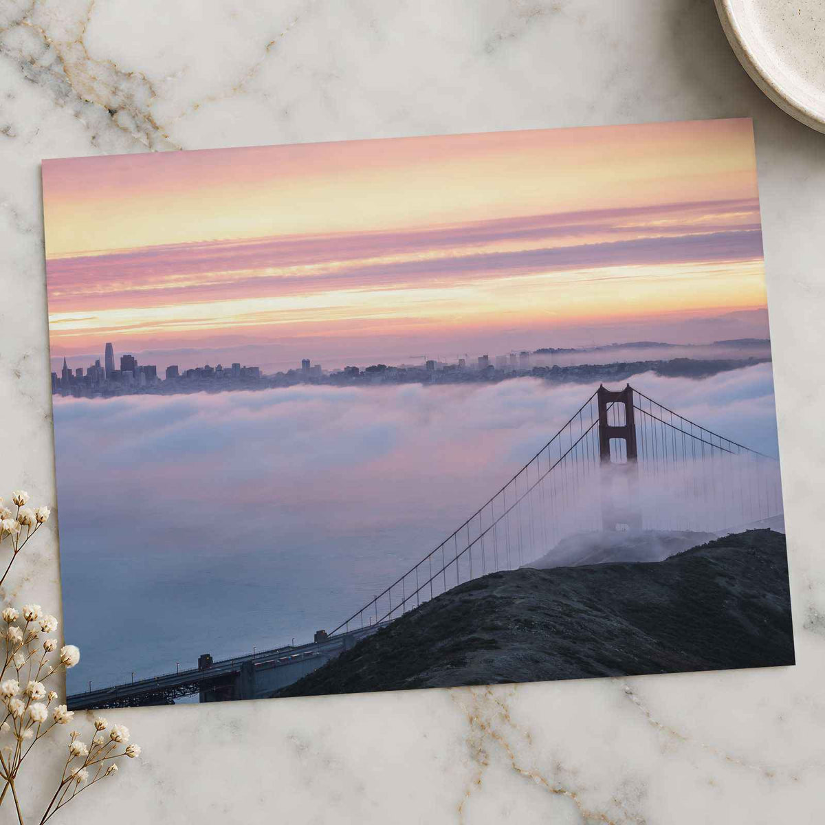 The Golden Gate Bridge Surrounded by Fog San Francisco Photo Wall Art (7 Sizes)