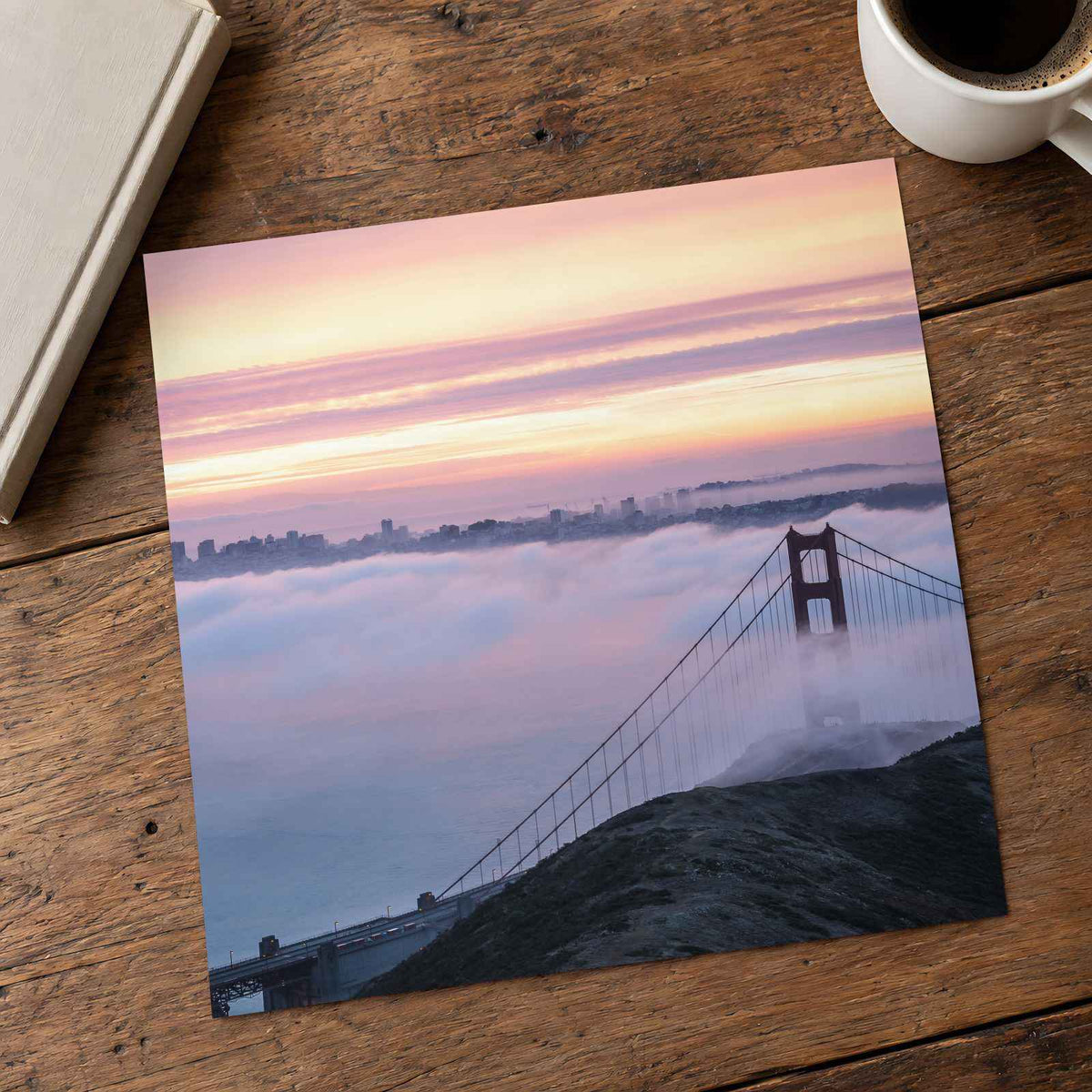 The Golden Gate Bridge Surrounded by Fog San Francisco Photo Wall Art (7 Sizes)