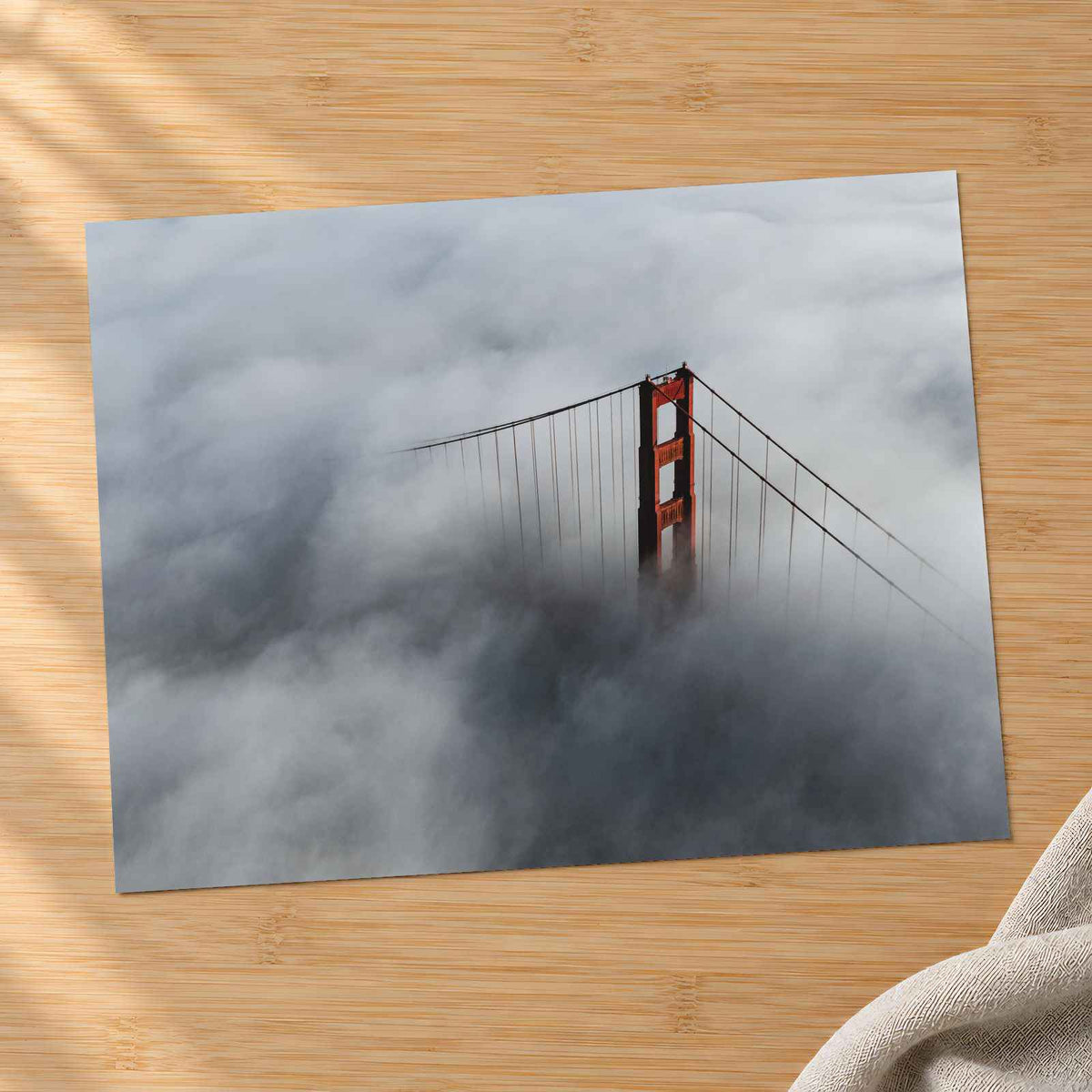 An Aerial View of the Golden Gate Bridge in the Clouds Photo Print (6 Sizes)