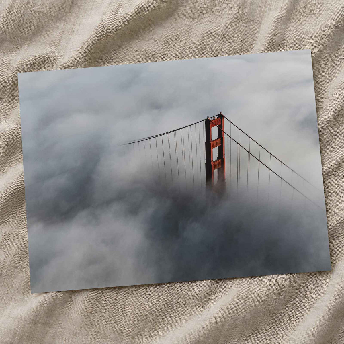 An Aerial View of the Golden Gate Bridge in the Clouds Photo Print (6 Sizes)