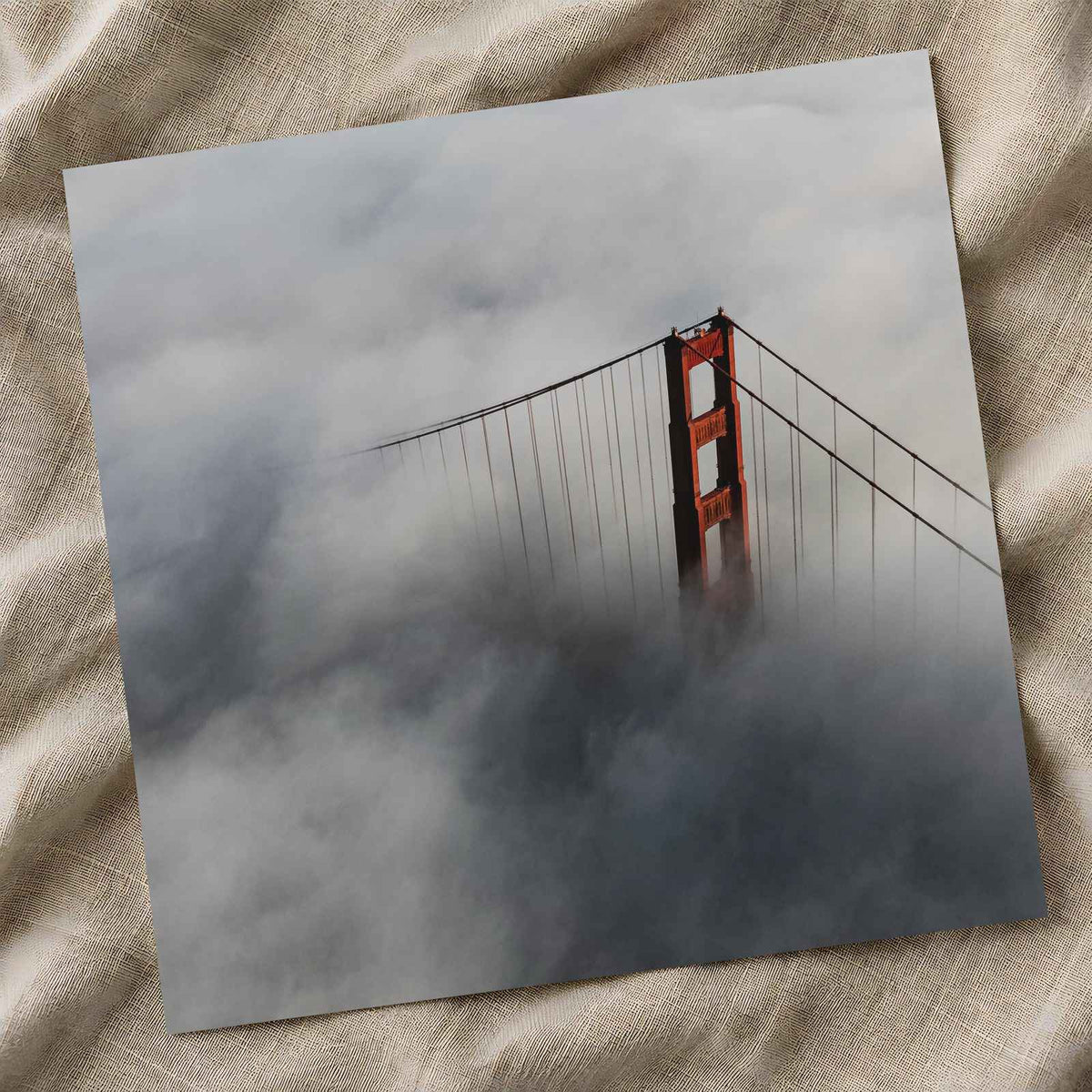 An Aerial View of the Golden Gate Bridge in the Clouds Photo Print (6 Sizes)