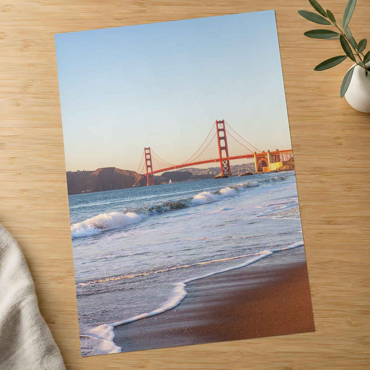 A View of the Golden Gate Bridge from the Beach Photo Wall Print (7 Sizes)