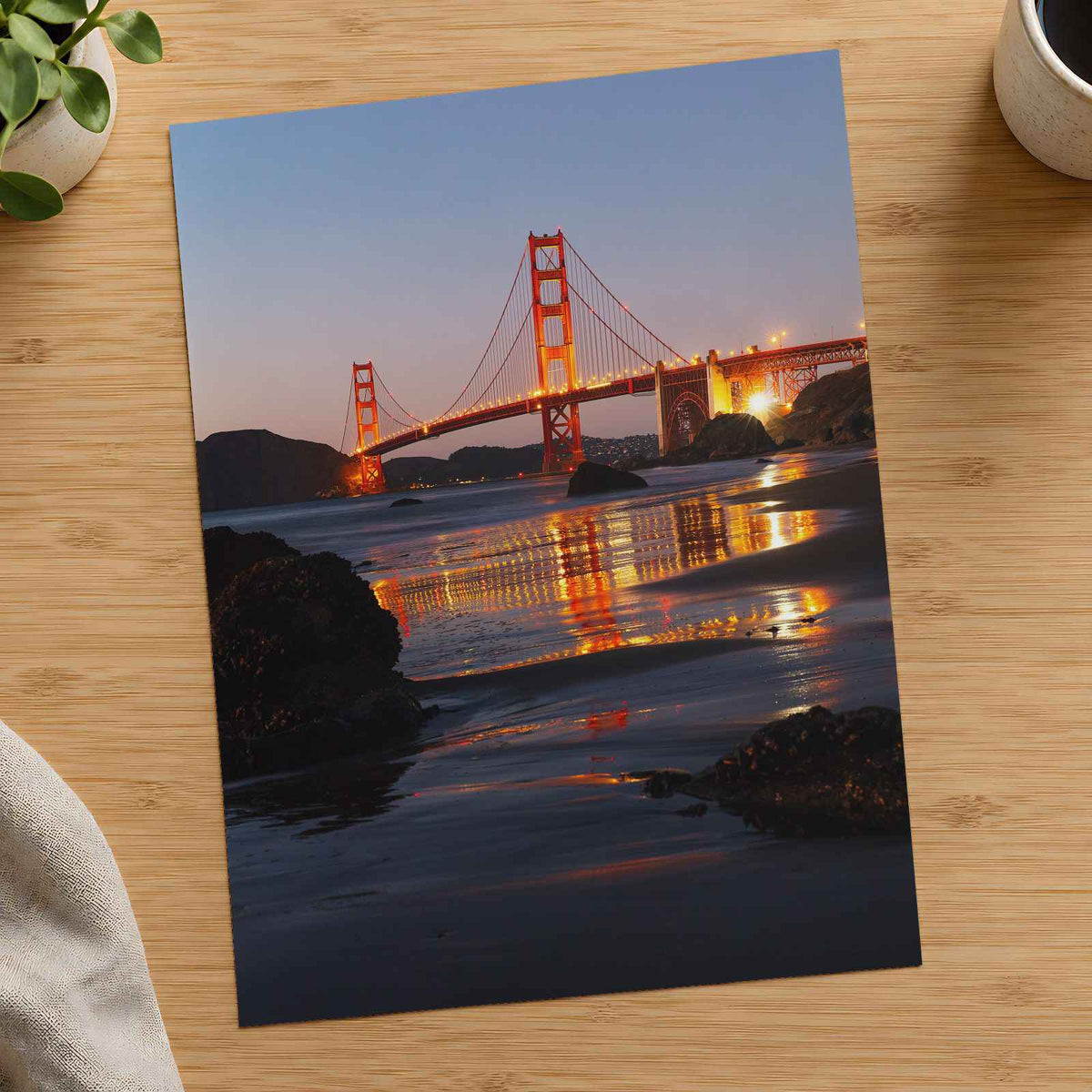 The Golden Gate Bridge Lit Up at Night San Francisco Photo Wall Art (7 Sizes)