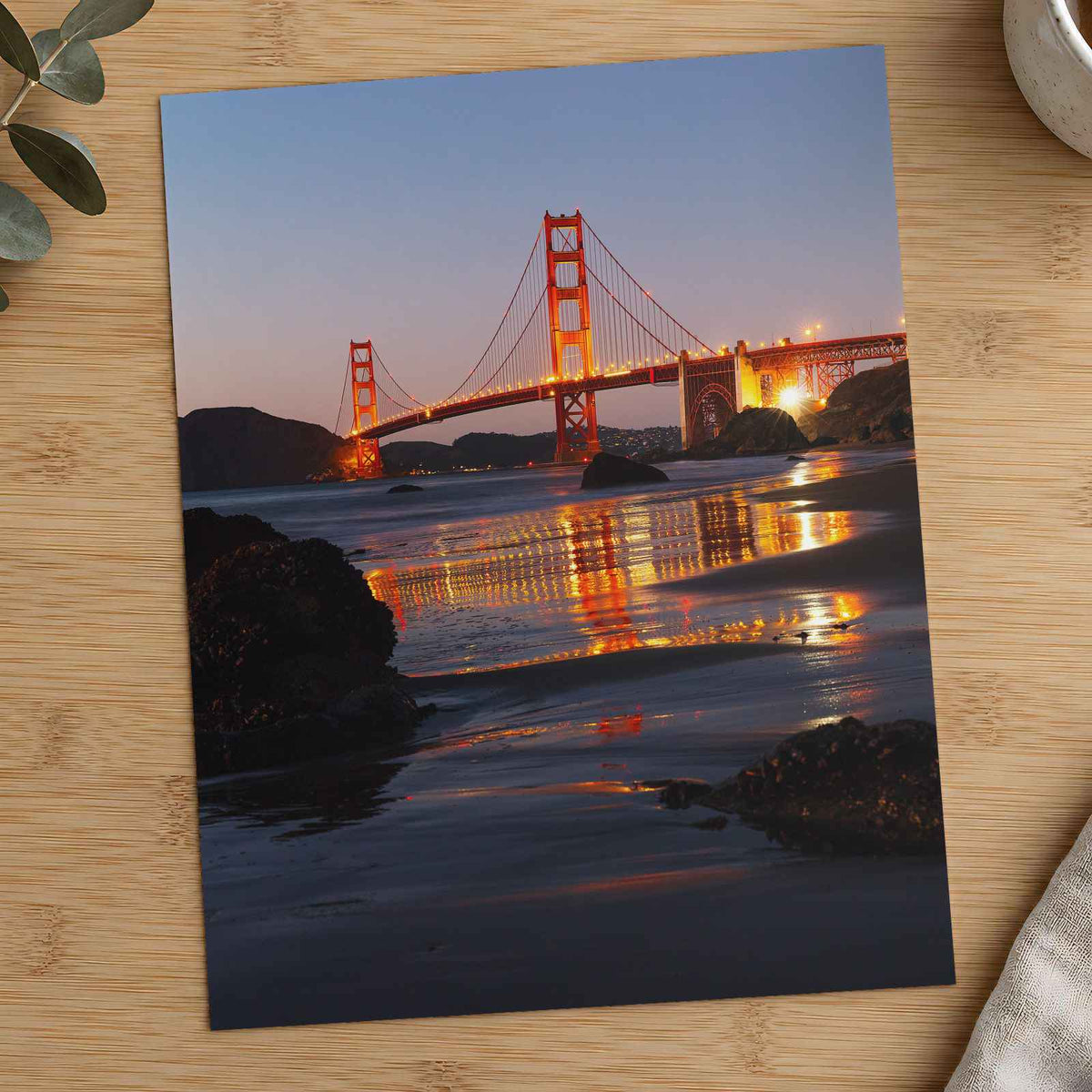The Golden Gate Bridge Lit Up at Night San Francisco Photo Wall Art (7 Sizes)