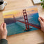 Aerial View of Traffic Moving on Golden Gate Bridge During Sunset Photo Wall Art