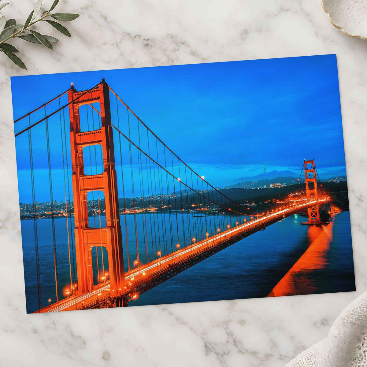 Famous Golden Gate Bridge in San Francisco at Night Photo Wall Art (6 Sizes)