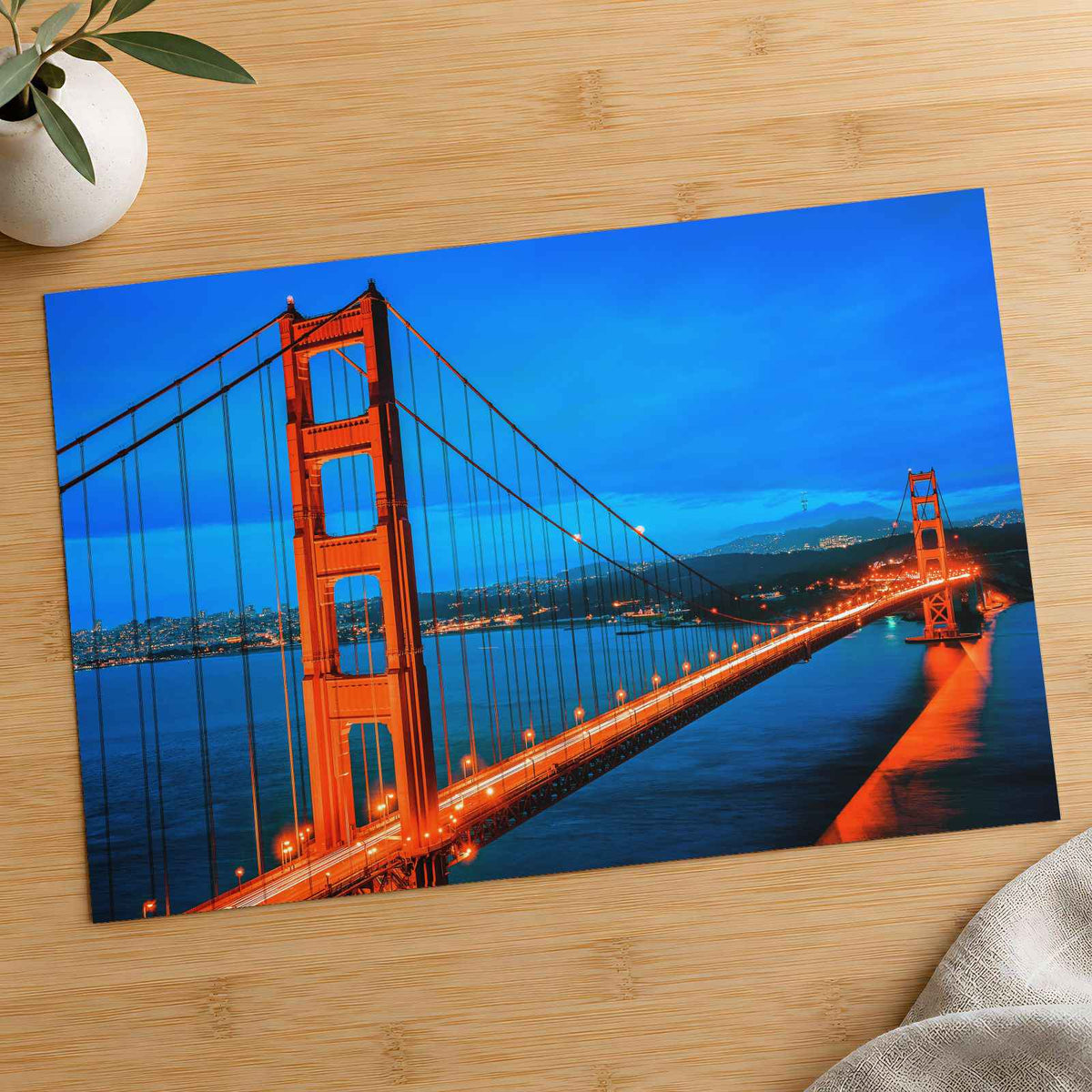 Famous Golden Gate Bridge in San Francisco at Night Photo Wall Art (6 Sizes)