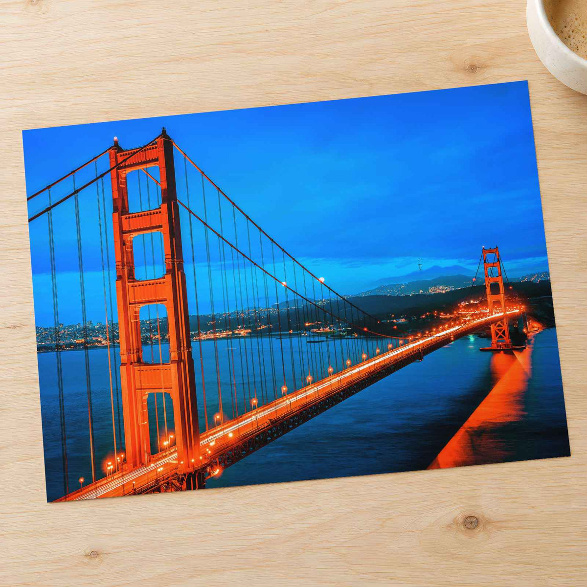 Famous Golden Gate Bridge in San Francisco at Night Photo Wall Art (6 Sizes)