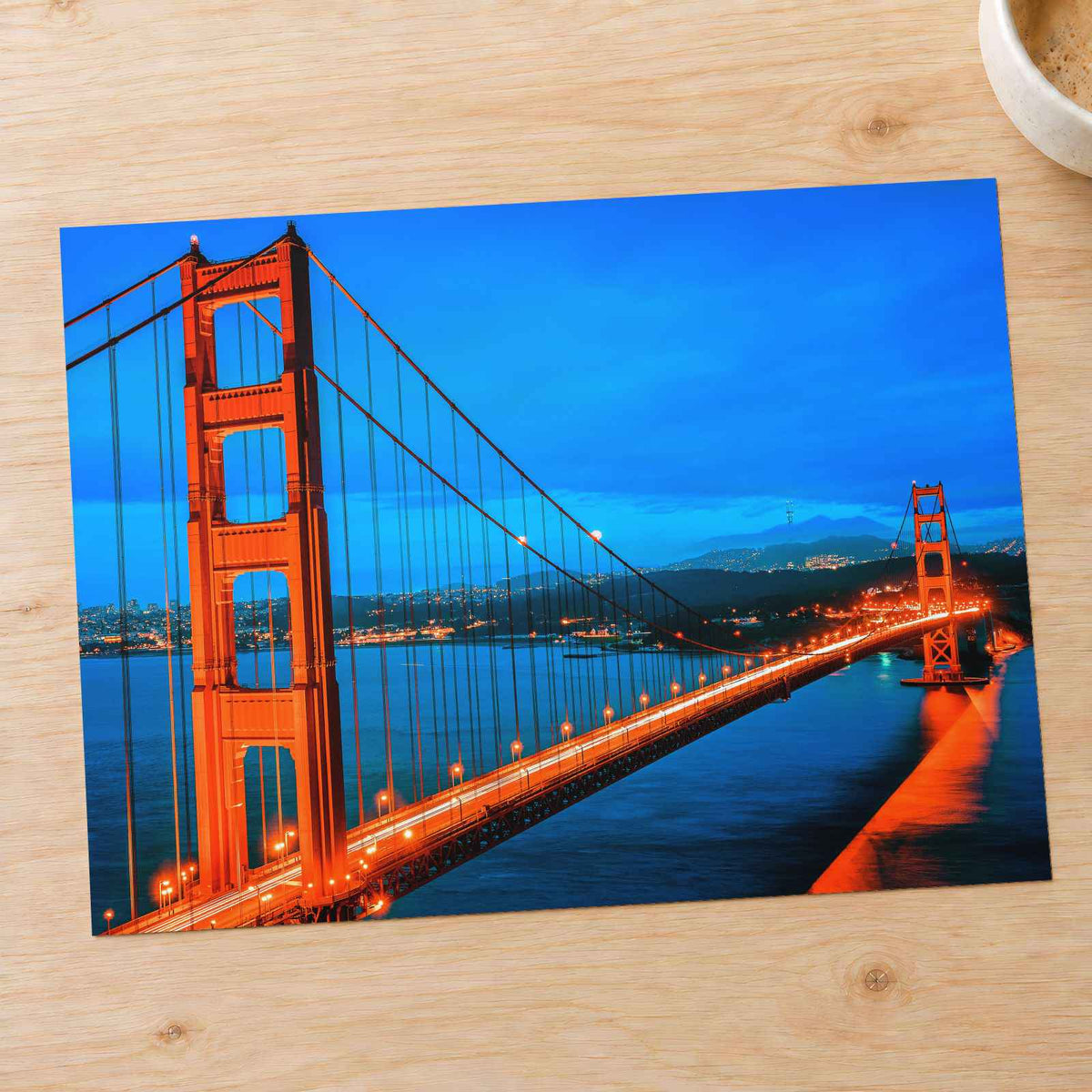Famous Golden Gate Bridge in San Francisco at Night Photo Print Wall Decor