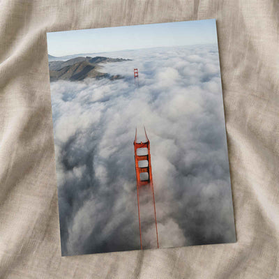 An Aerial View of the Golden Gate Bridge in the Clouds by Casey Horner Photo Print Wall Decor