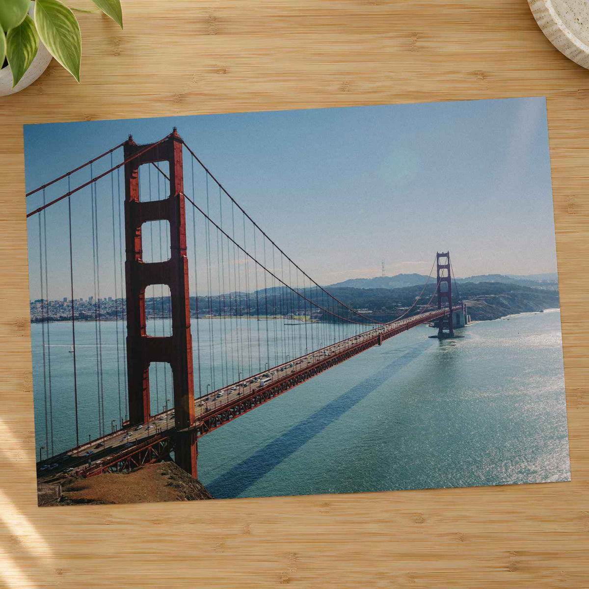 A View of the Golden Gate Bridge from the Top of a Hill Photo Wall Art (7 Sizes)