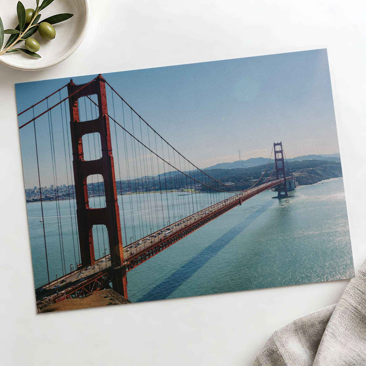 A View of the Golden Gate Bridge from the Top of a Hill by Colin + Meg Photo Print Wall Decor