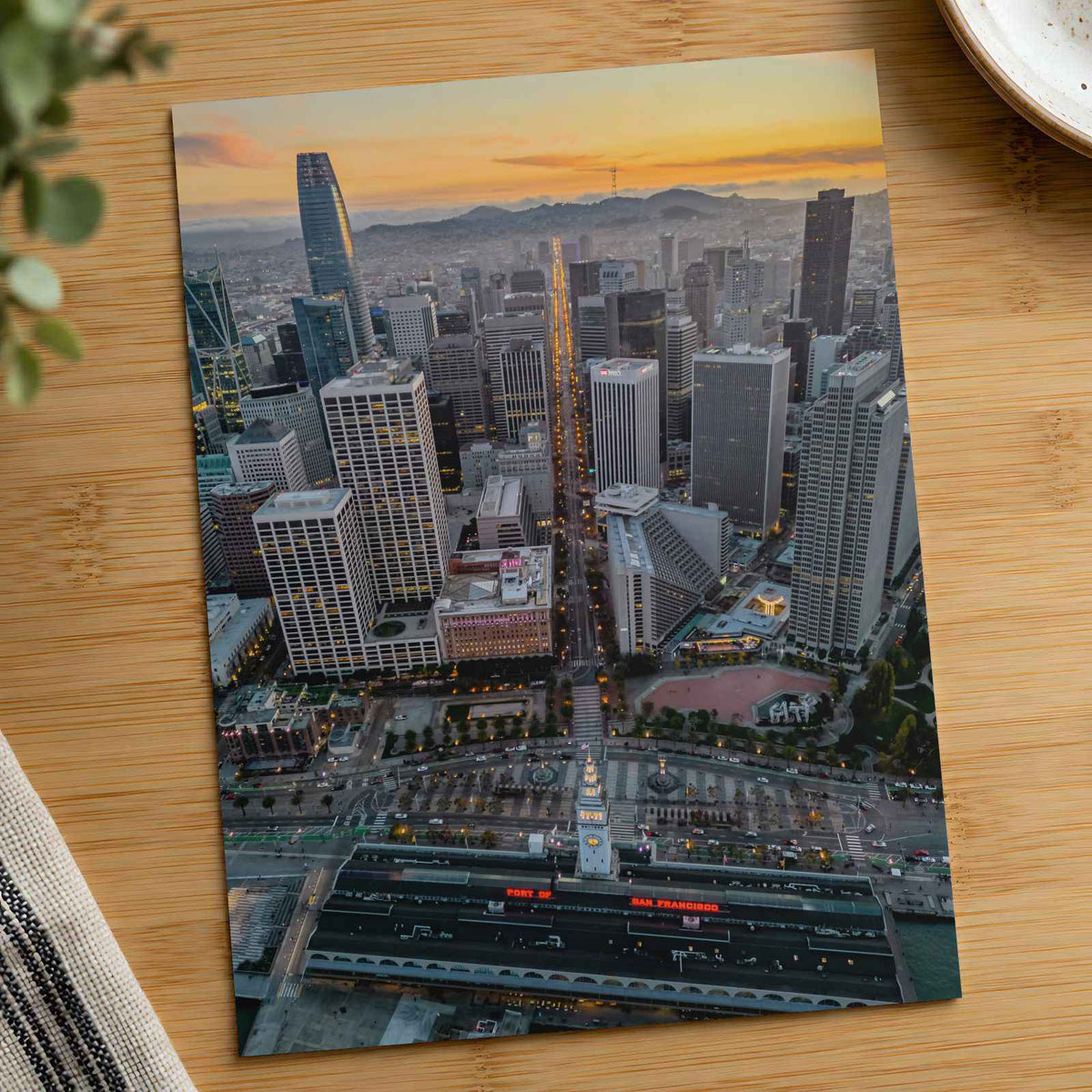 An Aerial View of San Francisco Skyline at Sunset Photography Print (7 Sizes)