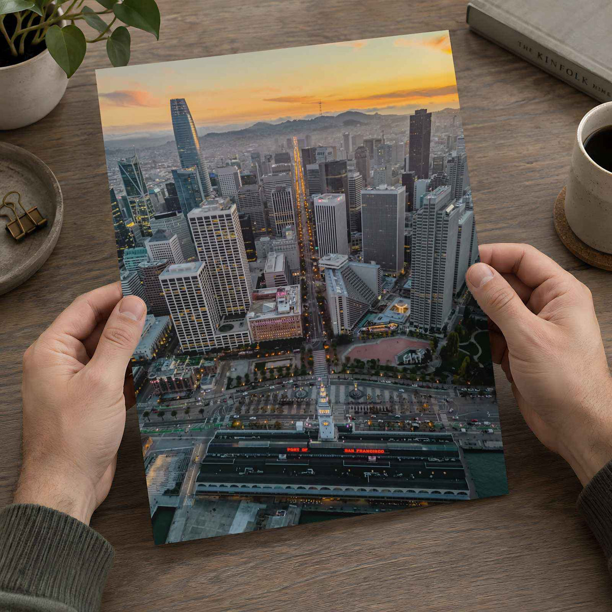 An Aerial View of San Francisco Skyline at Sunset Photography Print (7 Sizes)