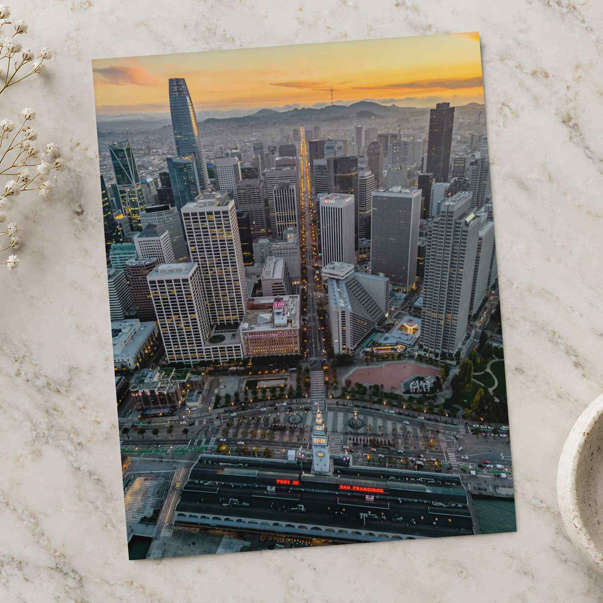 An Aerial View of San Francisco Skyline at Sunset by Zetong Li Photo Print Wall Decor