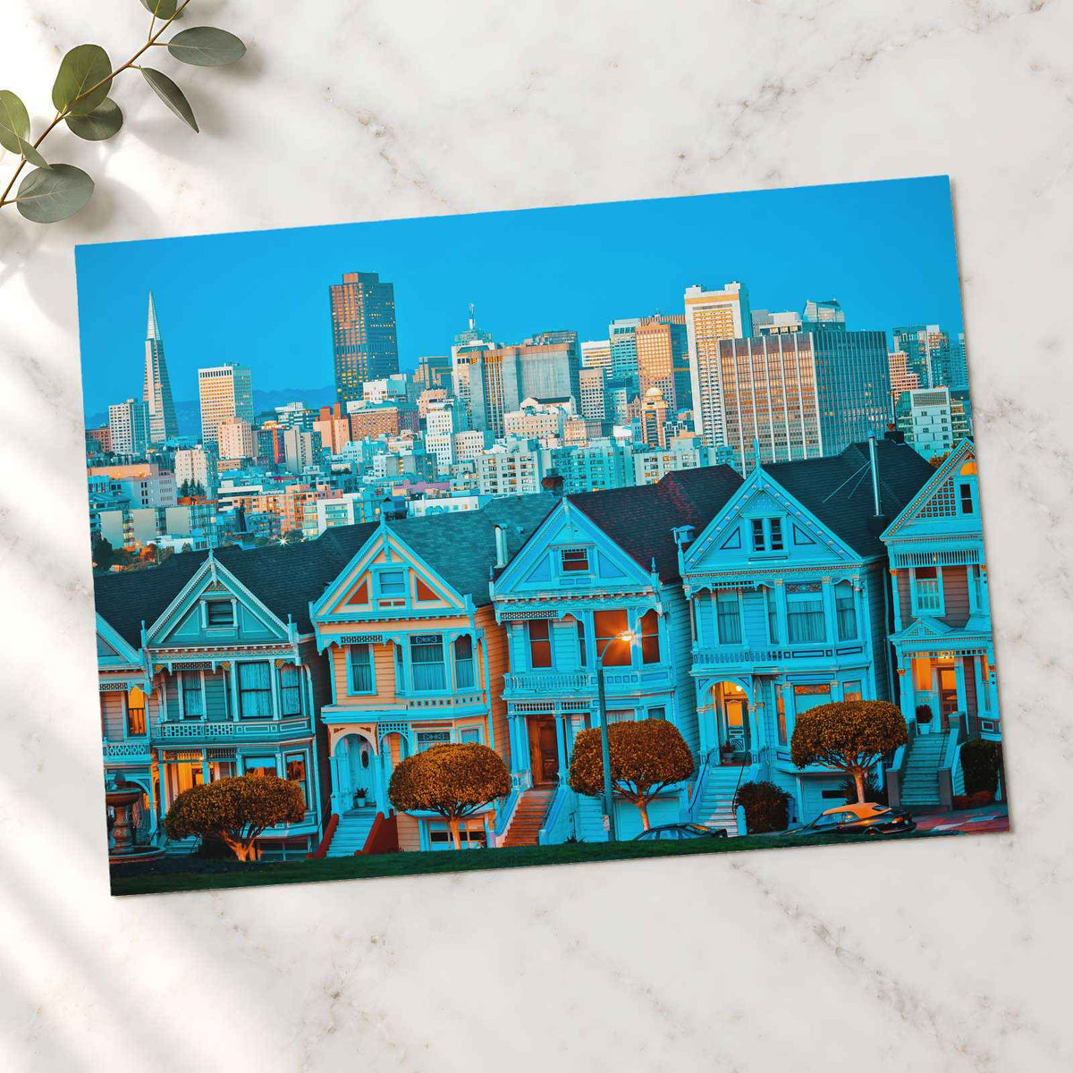 Famous Painted Ladies in Front of San Francisco Skyline Photo Print (7 Sizes)