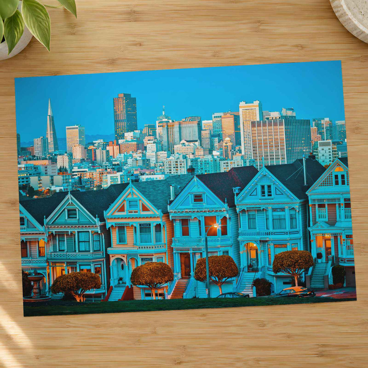 Famous Painted Ladies in Front of San Francisco Skyline Photo Print (7 Sizes)