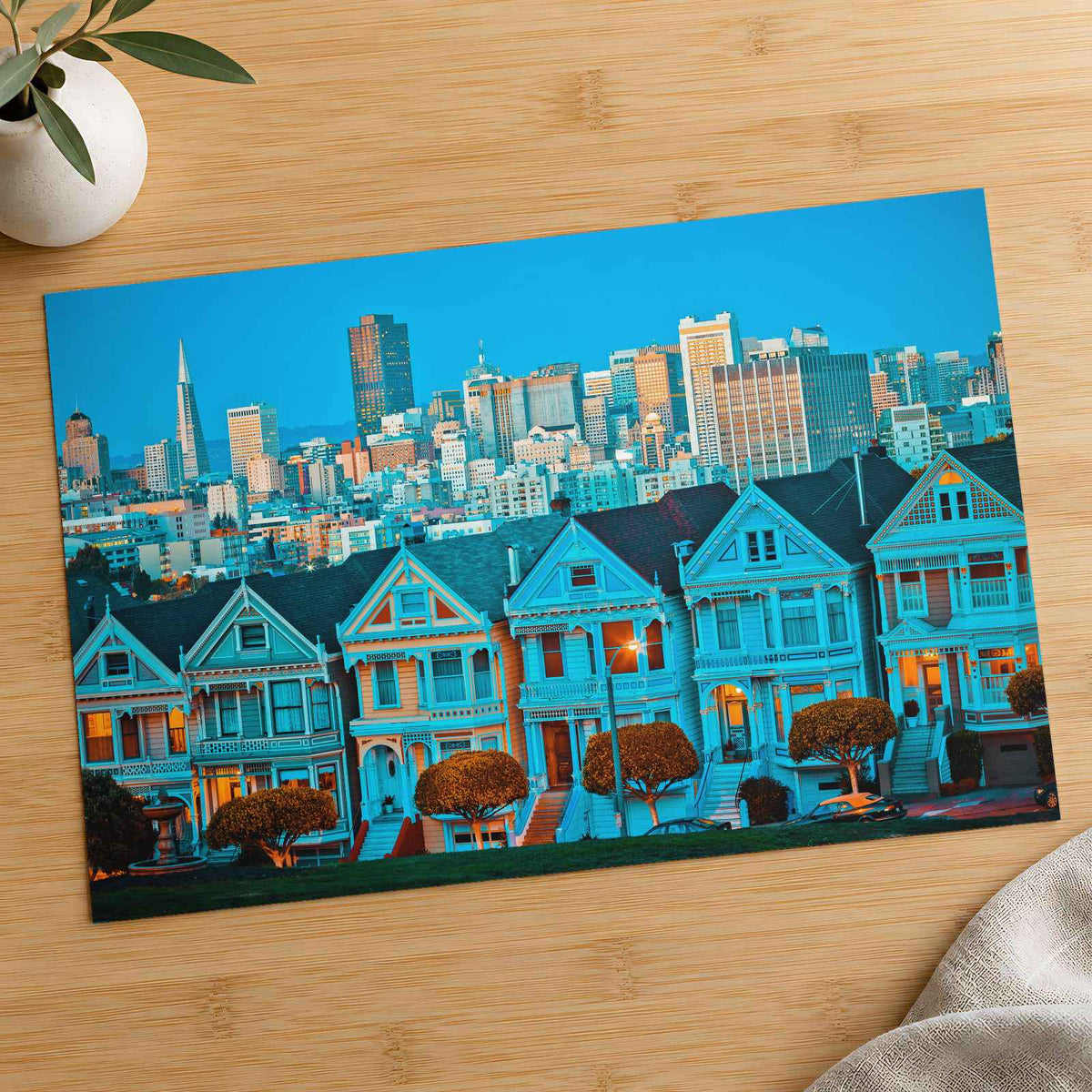 Famous Painted Ladies in Front of San Francisco Skyline Photo Print (7 Sizes)