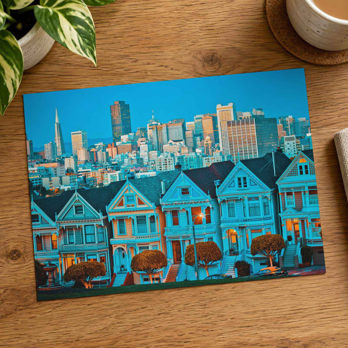 Famous Painted Ladies in Front of San Francisco Skyline Photo Print (7 Sizes)