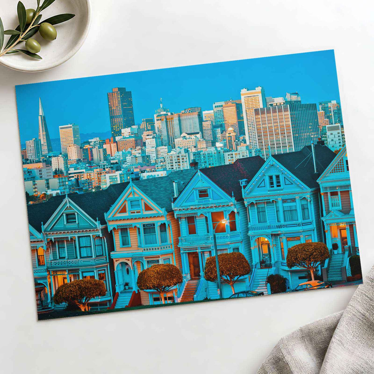 Famous Painted Ladies in Front of San Francisco Skyline Photo Print (7 Sizes)
