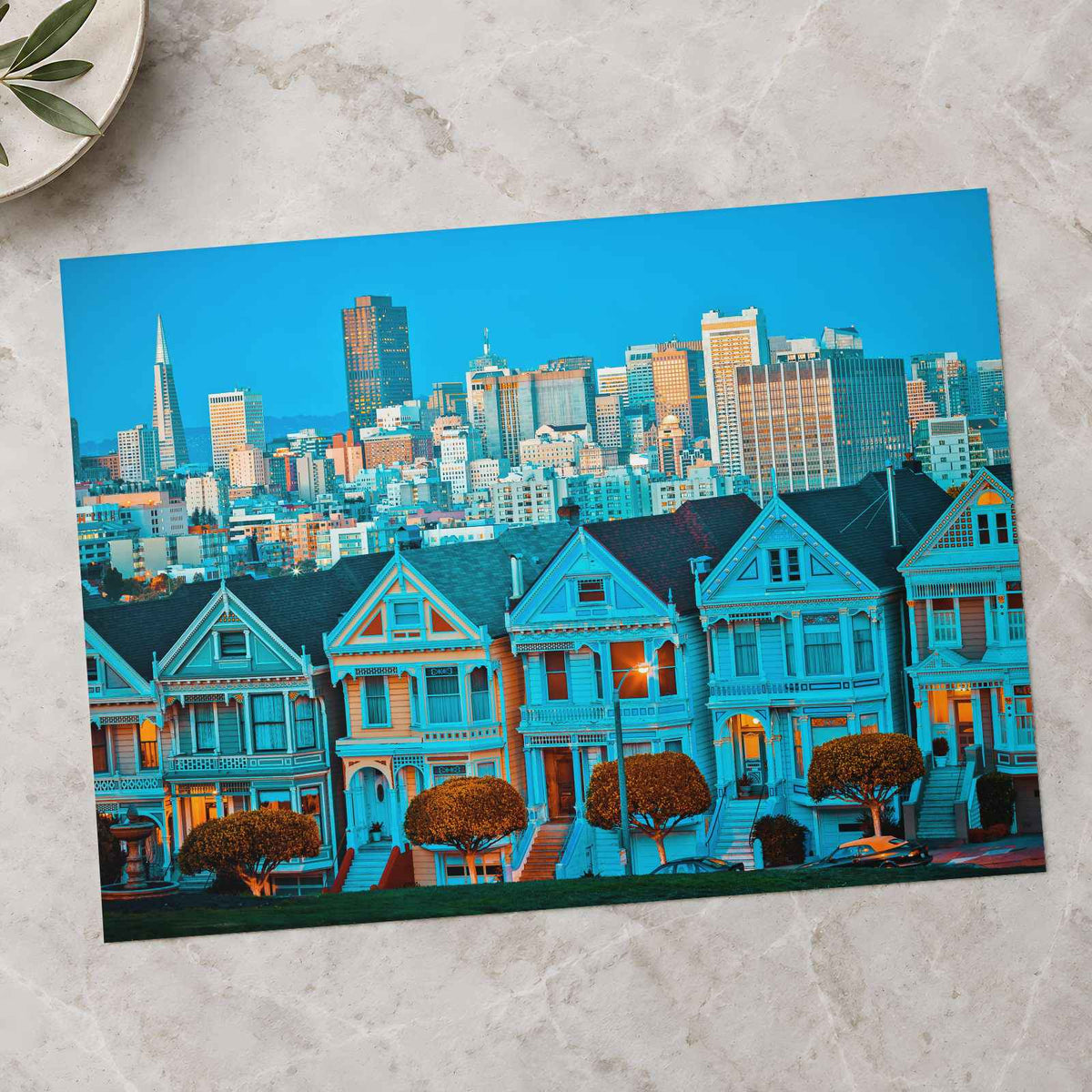 Famous Painted Ladies in Front of San Francisco Skyline Photo Print (7 Sizes)